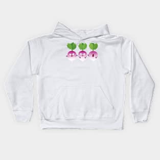 Cute turnip vegetable trio singing cartoon Kids Hoodie